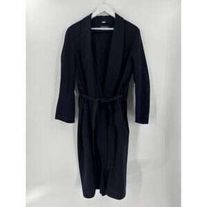 Pendleton Vintage Coat Womens Medium Navy Blue 100% Wool Collared Belted Pockets